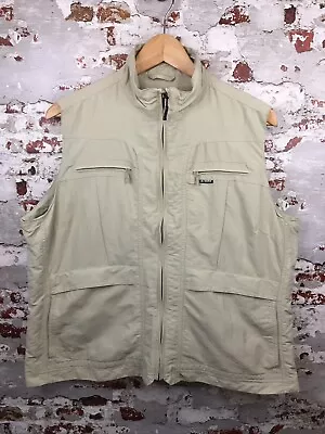 K-Way Vest Mens XL Beige Nylon Sleeveless Utility Jacket Full Zip • $37.32