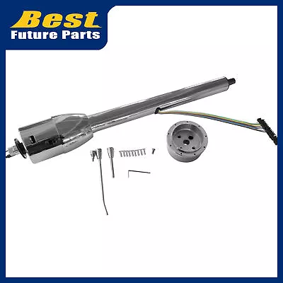 28  Chrome Tilt Manual Style Steering Column W/ Wheel Adapter No Key Hot Rod GM • $157.99