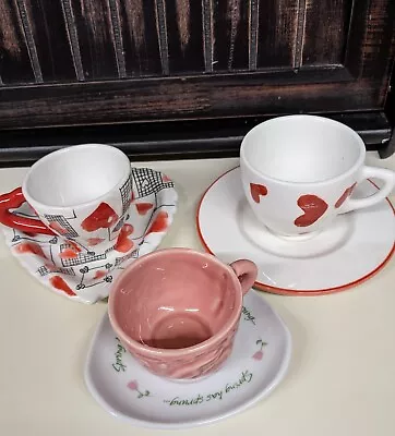 Lot Of 3 Mini Tea Cups & Saucers -  Mixed Lot - La Dolce Vita Pereiras Unbrand • $24.99