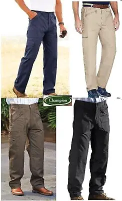 Champion Mens Wenlock Trousers Multi Zip Pocket Walking Work Travel Cargo • £22.99