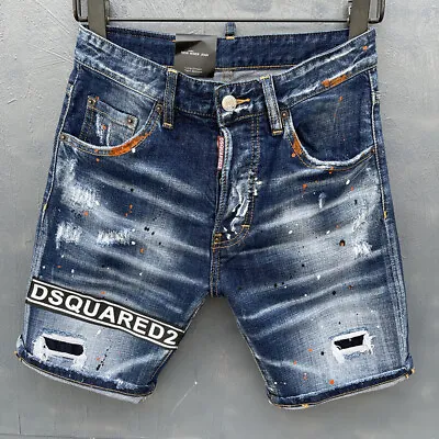 £32.38 • Buy Dsquared2 Jeans Shorts Mens Skinny Scuffed Hole Patch Blue Dsq2 Denim Pants