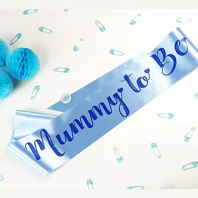 BLUE BABY SHOWER SASHES Mummy To Be NannyAuntyGrandmaBig Sister Boy Sash NEW • £3.99