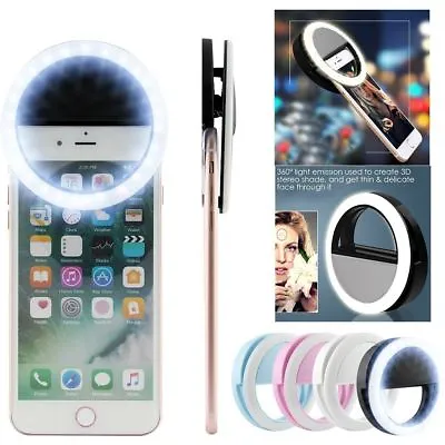 Blue Selfie LED Light Flash Fill Clip Camera For Phone IPhone Samsung With USB • £4.99