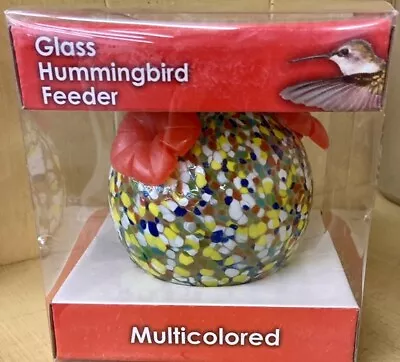Multi Colored Hand Blown Glass Hummingbird Feeder • $14.99