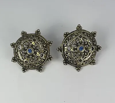 Vintage GUCCI Stud Earrings W/ Bright Blue Stone • $125