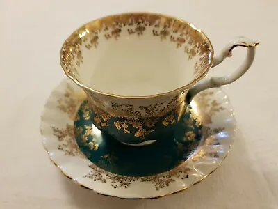 £22.99 • Buy Vintage Royal Albert Tea Cup And Saucer 'Regal Series' Teal And Gold #3