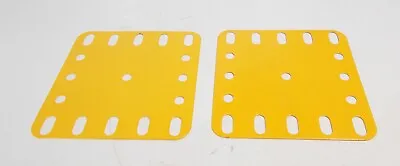 2 X Meccano By Exacto Flexible Plate 5x5 Holes In Crane Set Yellow (no.190) • $4.24