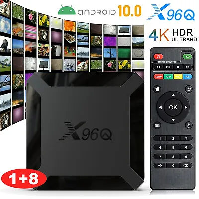 X96Q Smart TV Box Android 10.0 Allwinner H313 Quad Core 4K 3D Media Player K6G2 • $23.99