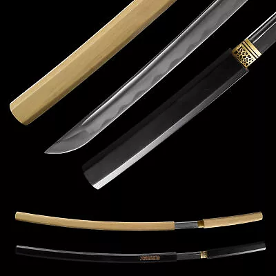 Samurai Japanese Shirasaya Katana Sword Full Tang Clay Tempered T10 Carbon Steel • $149.99