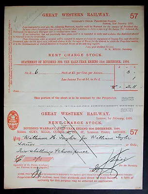 £3.99 • Buy Britain Rare & Very Collectable 1895 G.w. Railway Share Dividend Cheque Attached