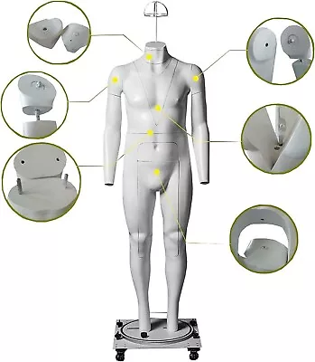 Male Ghost Invisible Mannequin Full Body Fiberglass White Model Stand GH25 • $949.99