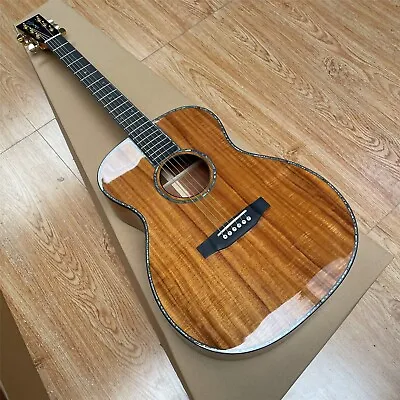 Abalone 40  All Koa Wood OM Model Acoustic Guitar Ebony Fingboard • $429