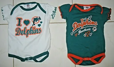 2 - Nfl Team Apparel Kids - Dolphins - Girl's O / 6 Months - Cotton Body Suits • $17.95