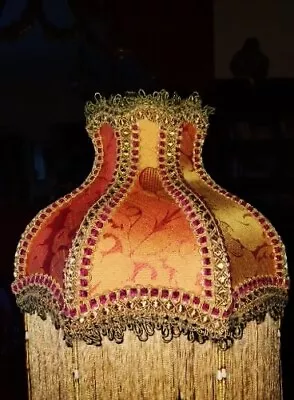 Boudoir Victorian Downton Beaded Lampshade Terracotta Damask  11  *reduced** • £135