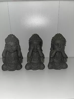 Buddha Statue Zen Sculpture Meditation Hear No Evil See No Evil Speak No Evil • $11