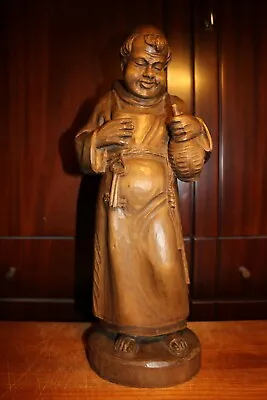 19th 18  Wood Hand Carved  Monk Friar Abbot Wine Bottle Figure Statue Sculpture • $279.20