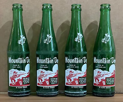 Lot Of 4 Vintage Mountain Dew Bottles W/ Unique Names Under The Word “Mountain” • $30