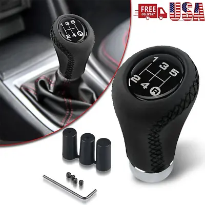 5 Speed Car Manual Shift Knob Gear Stick Shifter Lever Leather Universal Black • $13.98