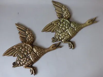 2 Giant Collectable Brass Mallard Duck Bird Hanging Wall Plaques #2 Free Uk P+p • £22.94