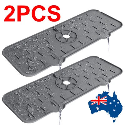 $14.89 • Buy 2x Faucet Handle Drip Catcher Tray Silicone Faucet Mat Sink Splash Guard Mat