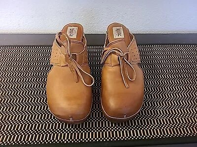 Vtg Mod Hippy 70's Zodiac By Encore Wom. Sz9. Brown Leather Clogs Shoes! • $59