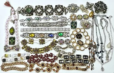 Vintage Victorian Art Deco Junk Broken Jewelry Lot Crystal Rhinestone Craft#A134 • $99.99