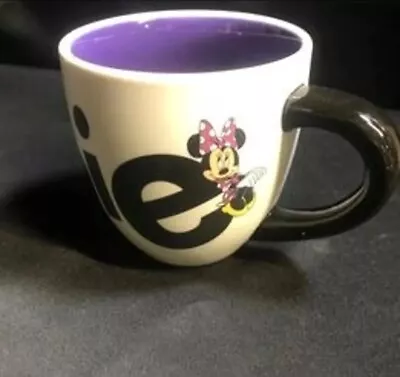 Large Minnie Mouse Mug Disney Parks 20 Oz Purple White Black Cup. • $10