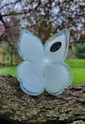 Murano Style Italian Hand Blown Glass Art Butterfly Twisted Stem Flower  • $27.99