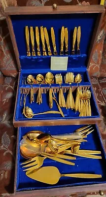 MCM Royalton Antigua Gold Electroplated 91 Pc Set Stainless Steel Flatware Set • $150