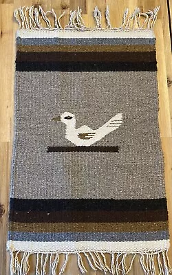 Vintage Native Southwest Mexican Wool Throw Mat Rug Bird Hand Woven WOOL Wall • $32