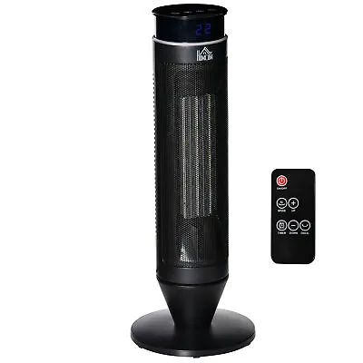 Ousunny Ceramic Tower Indoor Space Heater Oscillation Remote LED Timer Black • £34.95