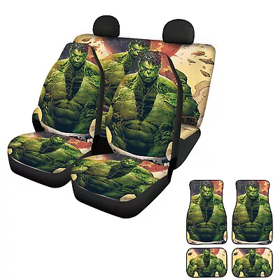 Marvel Hulk 7PCS Car Seat Covers Auto Floor Mats Front Rear Seat Protectors #2 • $63.64