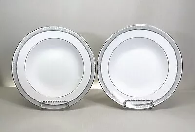 Mikasa Fine China ..  Platinum Crown .. Set Of 2 .. Rim Soup Or Cereal Bowls • $9.99