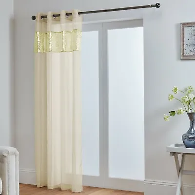 Sparkle Voile Eyelet Curtain Panel With Luxurious Sequin Border • £13