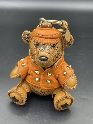 Rare Luxury MCM Bag Charm With Teddy Bear In Studded Jacket & Hat Key Ring GUC • $165