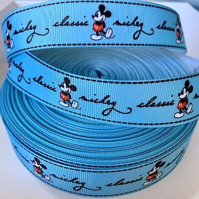Yard Disney Blue Classic Mickey Mouse  Grosgrain Ribbon Character • £1.10