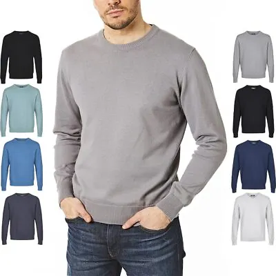 Mens Jumper Soft Knit Crew Neck Sweater Pullover Long Sleeves All Year Round • £15.99