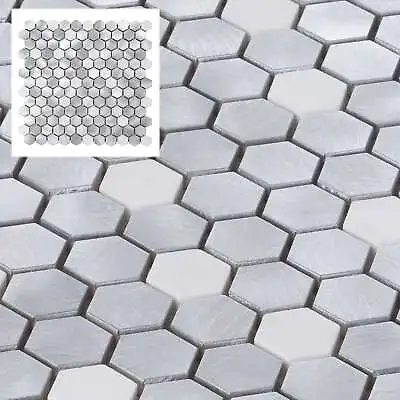 White Marble Aluminum Metal 1  Hexagon Mosaic Tile Kitchen Backsplash Wall Tiles • $3.99