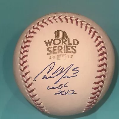 CAMERON MAYBIN Signed Official 2017 WORLD SERIES Baseball Beckett Auth & Inscrip • £144.58