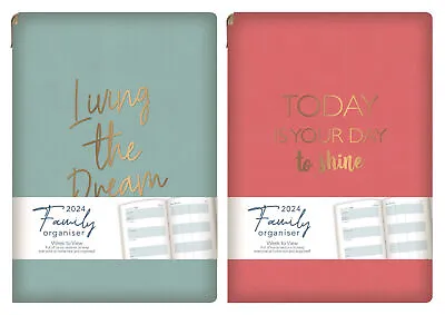 2024 A5 Diary Family Organiser Journal Flexi Cover Planner With Pen Week To View • £6.99