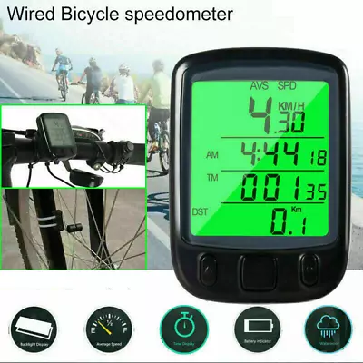 US LCD Digital Bicycle Computer Bike Backlight Speedometer Odometer WaterproofUS • $10.79