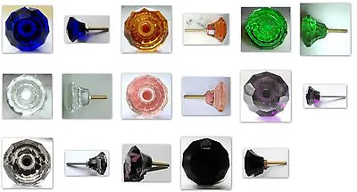  Cupboard Wardrobe Drawer Pulls Door Knobs Small Cut Glass 35 Mm Many Colours • £2.40