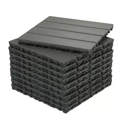 10 X (0.9m2) Composite Decking Tiles WPC Interlocking Floor Garden Patio Balcony • £2.75