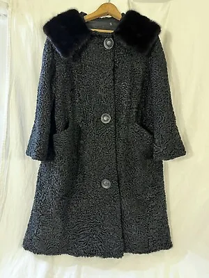 Gorgeous Vintage Persian Lamb Persian Coat With Convertible Mink Collar Size M • $220