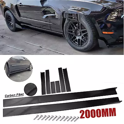 For Ford Mustang Side Skirt Extension Lip Body Kits Carbon Fiber Painted Y • $79.99