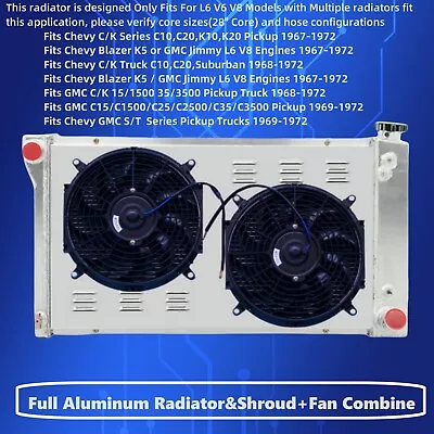 4 Row Radiator&Shroud Fan For 1967-79 GMC G/P Series P15P25P35G15G25G35 Van • $296