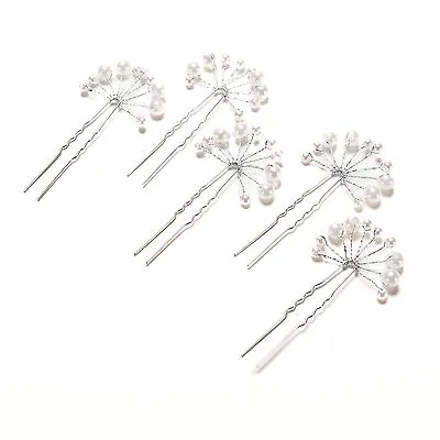 Crystal Diamante Pearl Flower Bridal Wedding Prom Hair Pins Clips、 DL • $4.13