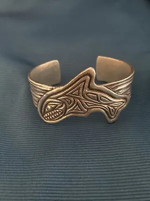 Pacific Northwest Signed “JBH” Sterling Silver Orca In Waves Cuff Bracelet 54.6g • $399