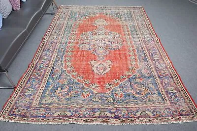 Vintage Rug Turkish Rugs Moroccan Rugs 6.2x9.2 Ft Large Rug Bedroom Rug • $168