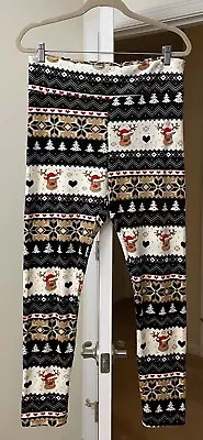 No Boundaries Leggings Artsy Reindeer Fair Isle Nordic Warm Fleece Women's XXL • £7.59